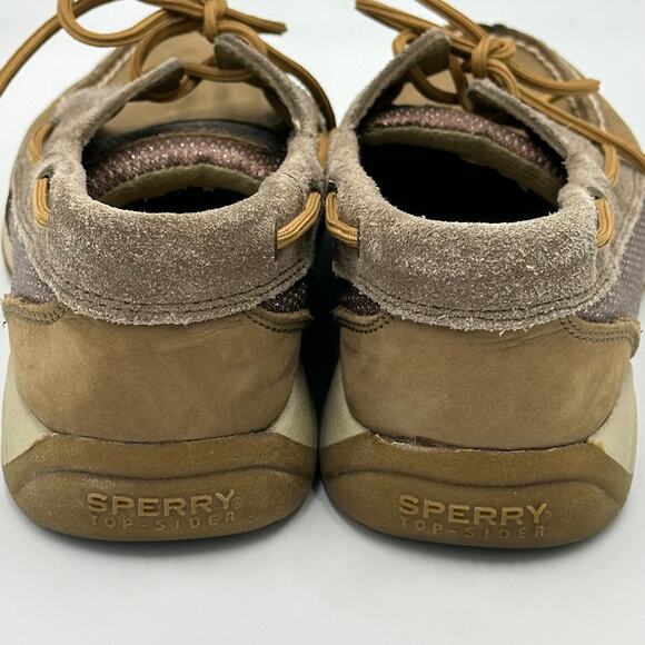 Sperry Top Sider Intrepid Glitter Leather Tan Boat Shoes Womens Size 5M STS92459 - Picture 7 of 16